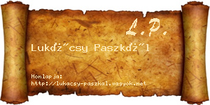 Lukácsy Paszkál névjegykártya